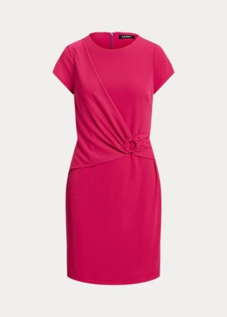 Różowa damska sukienka Ralph Lauren z elastycznego jerseyu z krótkim rękawem
