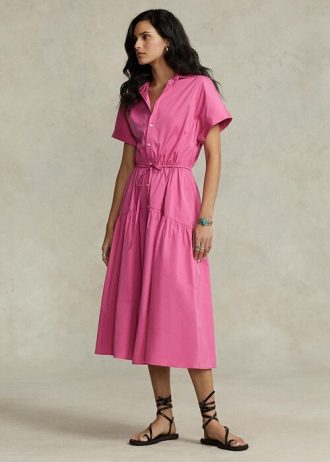Różowa damska sukienka Ralph Lauren ze ściągaczem