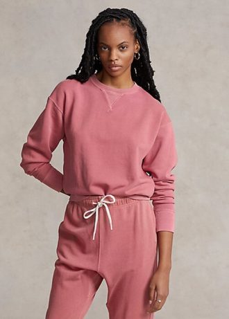 Różowe damskie bluzy z okrągłym dekoltem Ralph Lauren z organicznej bawełny Różowe damskie bluzy z okrągłym dekoltem Ralph Lauren z organicznej bawełny