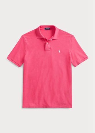 Różowe męskie koszulki polo Ralph Lauren z siateczki o dopasowanym kroju i dopasowanym kroju