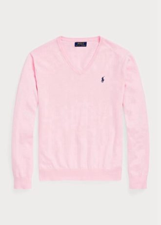 Różowy męski sweter Ralph Lauren Slim Fit z teksturowanej bawełny