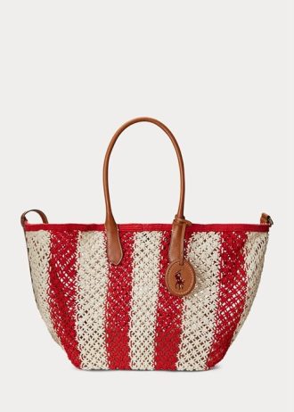 Ruby/Natural Ralph Lauren Damskie Duże Torby Tote w Paski z Tkaniny Bellport