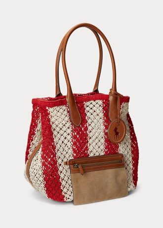 Ruby/Natural Ralph Lauren Damskie Duże Torby Tote w Paski z Tkaniny Bellport