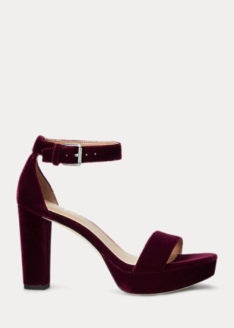 Ciemnoczerwone damskie szpilki Ralph Lauren Sylvia Velvet