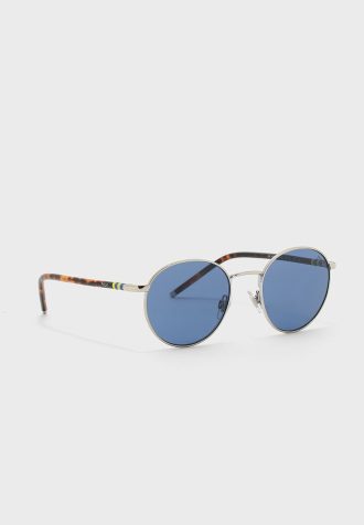 Srebrne męskie okulary przeciwsłoneczne Ralph Lauren 0PH3133 okrągłe
