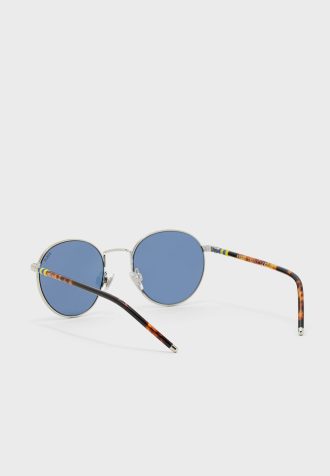 Srebrne męskie okulary przeciwsłoneczne Ralph Lauren 0PH3133 okrągłe