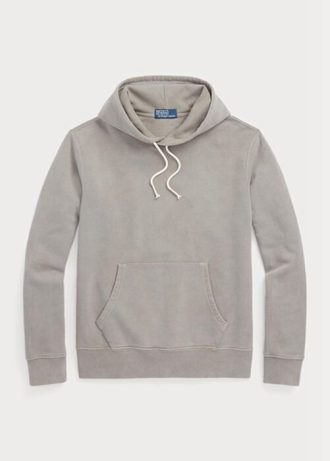 Szara męska bluza z kapturem Ralph Lauren z organicznej bawełny z polaru