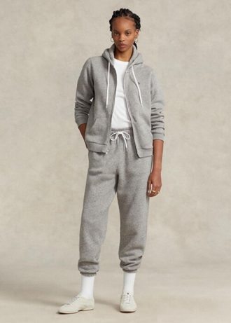 Szare damskie spodnie sportowe z polaru Ralph Lauren