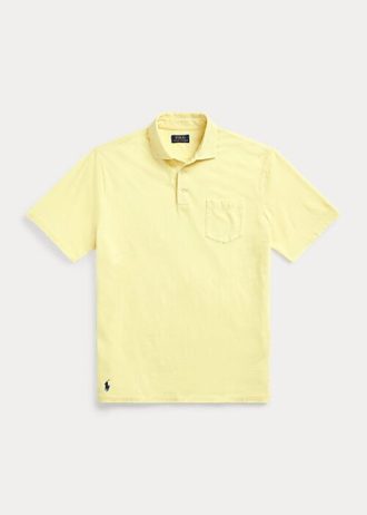 Żółte męskie koszulki polo Ralph Lauren Classic Fit z bawełny i lnu