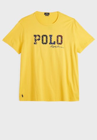Żółte męskie koszulki z okrągłym dekoltem i logo Ralph Lauren