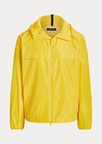 Żółte, wodoodporne kurtki z kapturem dla mężczyzn Ralph Lauren