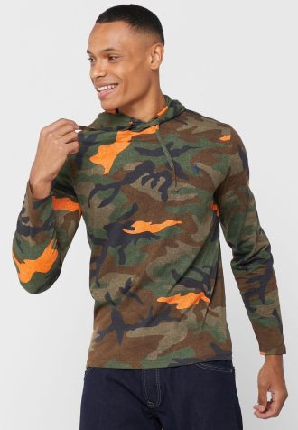 Wielokolorowa męska bluza z kapturem w kamuflażu Ralph Lauren