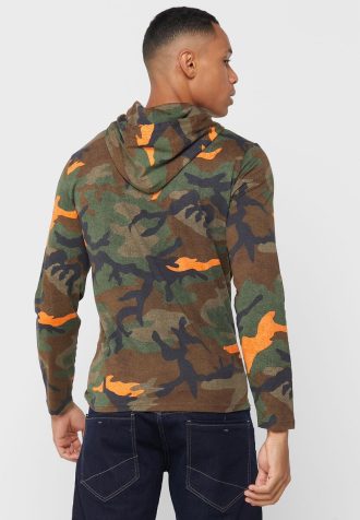 Wielokolorowa męska bluza z kapturem w kamuflażu Ralph Lauren