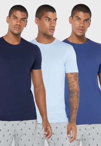Wielokolorowe męskie koszulki Ralph Lauren z okrągłym dekoltem, zestaw 3 sztuk