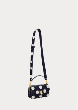 Wyrafinowana granatowo-waniliowa damska torebka typu crossbody Ralph Lauren w groszki, mała Tayler Wyrafinowana granatowo-waniliowa damska torebka typu crossbody Ralph Lauren w groszki, mała Tayler