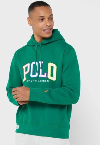 Zielona męska bluza z kapturem z logo Ralph Lauren