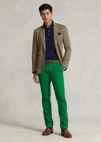 Zielone męskie spodnie chino Ralph Lauren Stretch Slim Fit