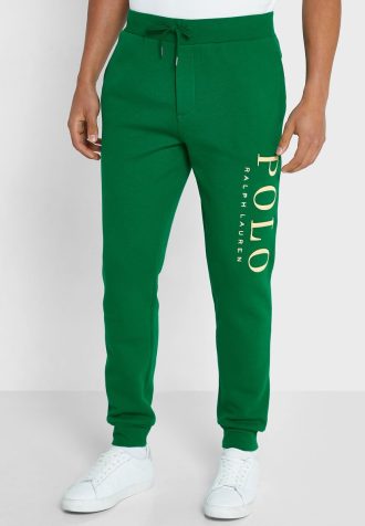 Zielone męskie spodnie dresowe z logo Ralph Lauren