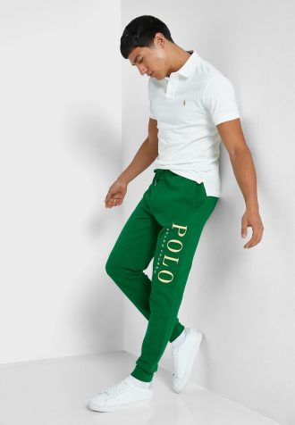 Zielone męskie spodnie dresowe z logo Ralph Lauren